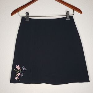 Vintage LA Gold Womens Knit Butterfly Embroidered Skirt Size S Coquette Y2K